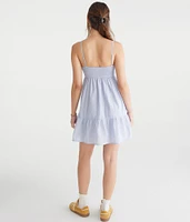 Solid V-Neck Lace-Trim Babydoll Dress