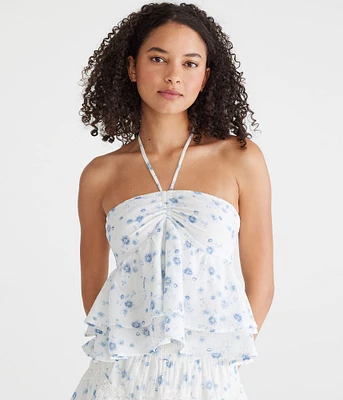 Floral Cinched Convertible Tiered Top