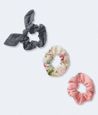 Floral Eyelet Scrunchie 3-Pack
