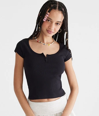Seriously Soft Henley Tiny Top