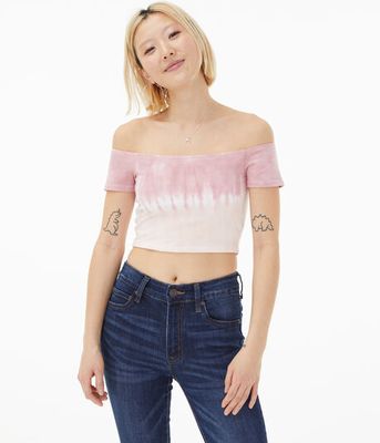 Seriously Soft Tie-Dye Off-The-Shoulder Crop Top