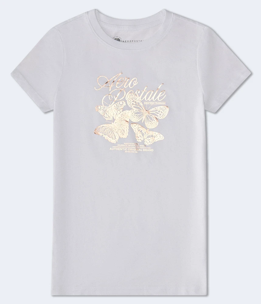 Aeropostale Butterflies Foil Graphic Tee