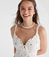 Floral V-Neck Smocked Waist Mini Dress