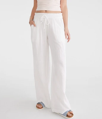 Gauze Wide Leg Drawstring Pants