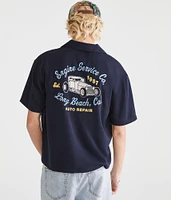 Short Sleeve Long Beach Auto Repair Boxy Camp Shirt
