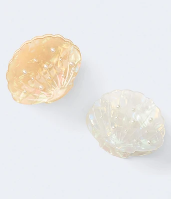 Faux Pearl Sea Shell Claw Hair Clip 2-Pack