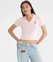 Bow 87 Cropped Graphic Sweater Polo