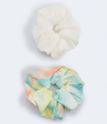 Tie-Dye & Sheer Jumbo Scrunchie 2-Pack
