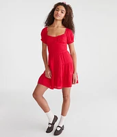Solid Scoop-Neck Fit & Flare Dress
