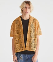 Short Sleeve Lace Boxy Camp Shirt