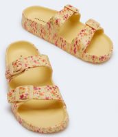 Floral Double-Strap Slide Sandal