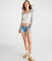 Super Low-Rise Denim Shorty Shorts