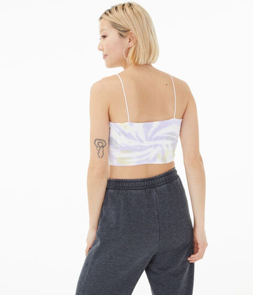 Tie-Dye Crossover V-Neck Cropped Bungee Tank