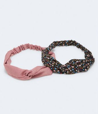 Floral & Solid Twist Headband 2-Pack