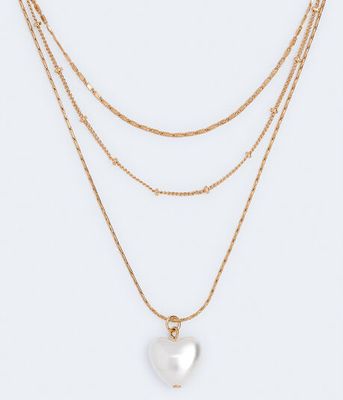 Faux Pearl Heart Necklace 3-Pack