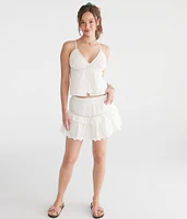 Mid-Rise Eyelet Mini Skort