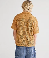 Short Sleeve Lace Boxy Camp Shirt