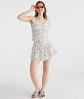 High-Waisted Floral Ruffled Flippy Skort