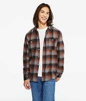 Long Sleeve Relaxed Washed Plaid Flannel Shirt