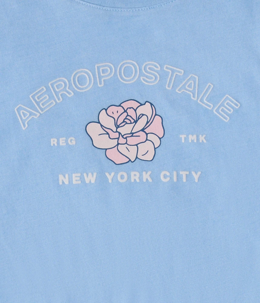 Aeropostale Floral Flocked Graphic Tee
