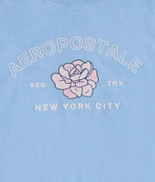 Aeropostale Floral Flocked Graphic Tee
