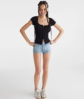 Seriously Soft Scoop-Neck Buttoned Tee