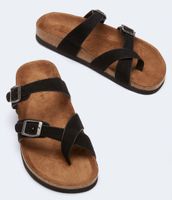 Faux Suede Crisscross Cork Sandal