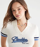Brooklyn Cropped Graphic Sweater Polo
