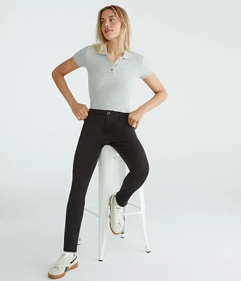 High-Waisted Slim Twill Pants