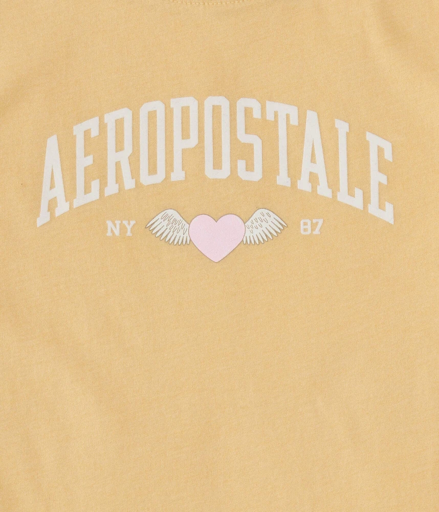 Aeropostale Winged Heart Flocked Graphic Tee