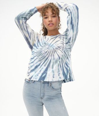 Long Sleeve Tie-Dye Oversized Boyfriend Tee