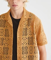 Short Sleeve Lace Boxy Camp Shirt