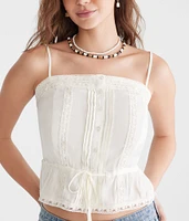 Lacy Pleated Peplum Tank