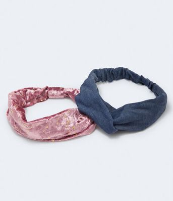 Denim Twist & Velvet Star Headband 2-Pack