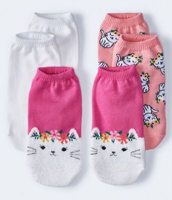 Fuzzy Kitty Ankle Sock 3-Pack