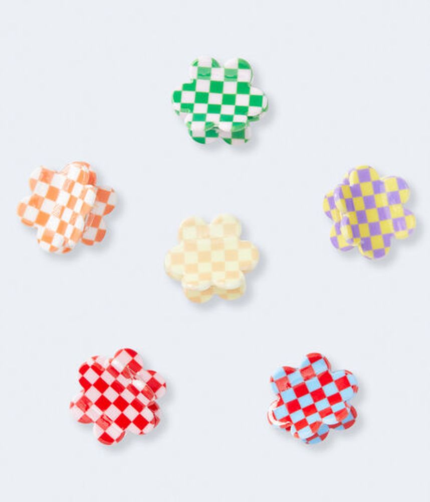 Checkered Mini Claw Hair Clip 6-Pack