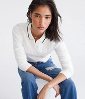 Cable Knit Shrunken Polo
