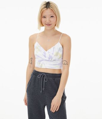 Tie-Dye Crossover V-Neck Cropped Bungee Tank