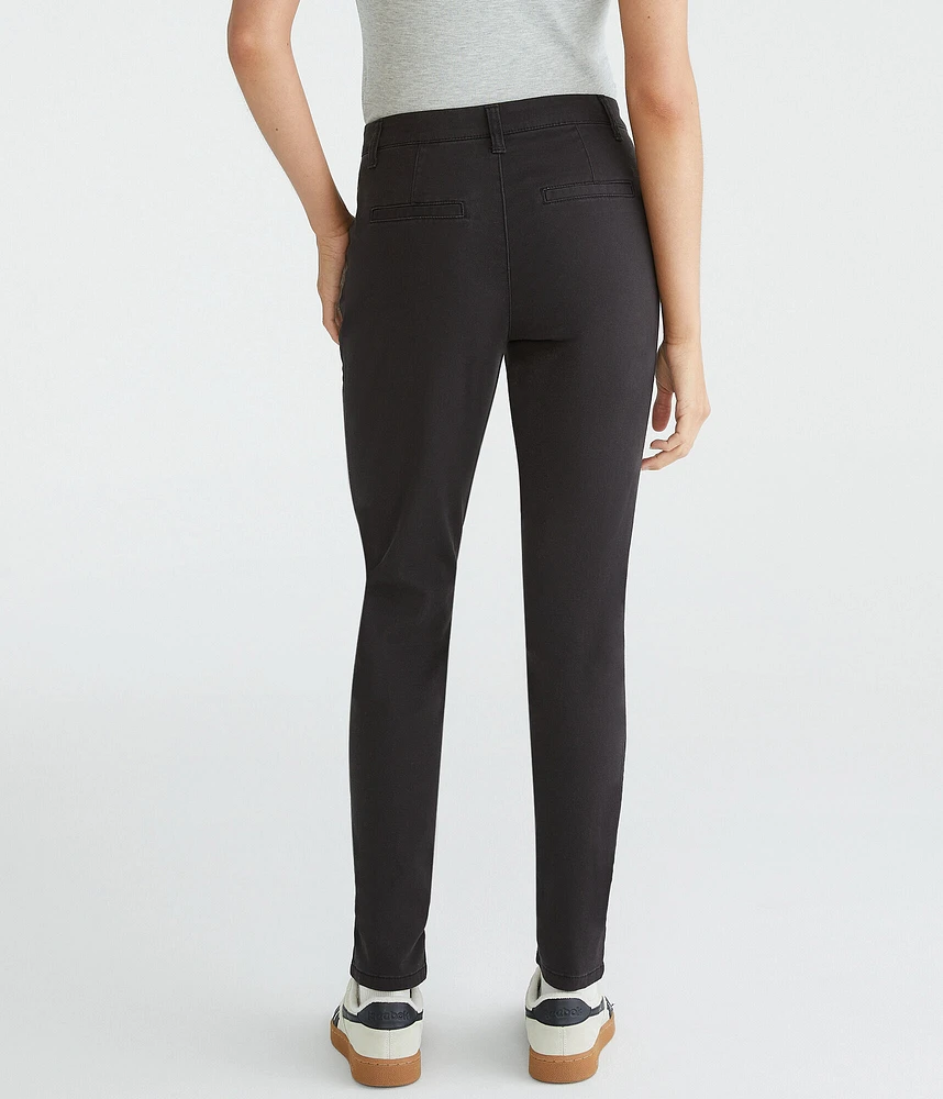 High-Waisted Slim Twill Pants