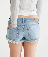 Super Low-Rise Denim Shorty Shorts