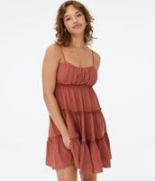 Solid Scoop-Neck Tiered Babydoll Dress