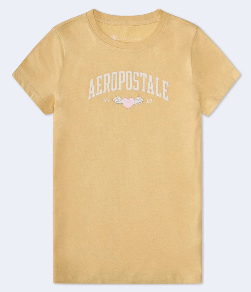 Aeropostale Winged Heart Flocked Graphic Tee