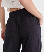 Gauze Wide Leg Drawstring Pants
