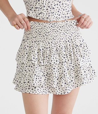 High-Waisted Floral Ruffled Flippy Skort