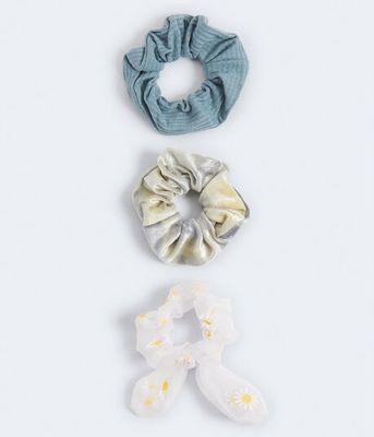 Sheer Floral Bow Scrunchie 3-Pack