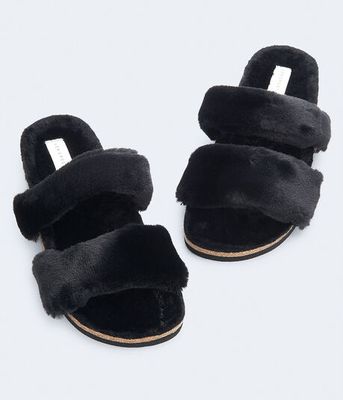 Faux Fur Platform Slide Sandal