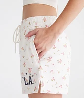 LA Floral Fleece Slouchy Shorts
