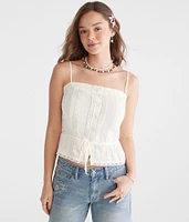 Lacy Pleated Peplum Tank