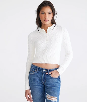 Cable Knit Shrunken Polo