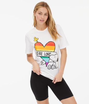 Snoopy More Love Rainbow Boyfriend Graphic Tee